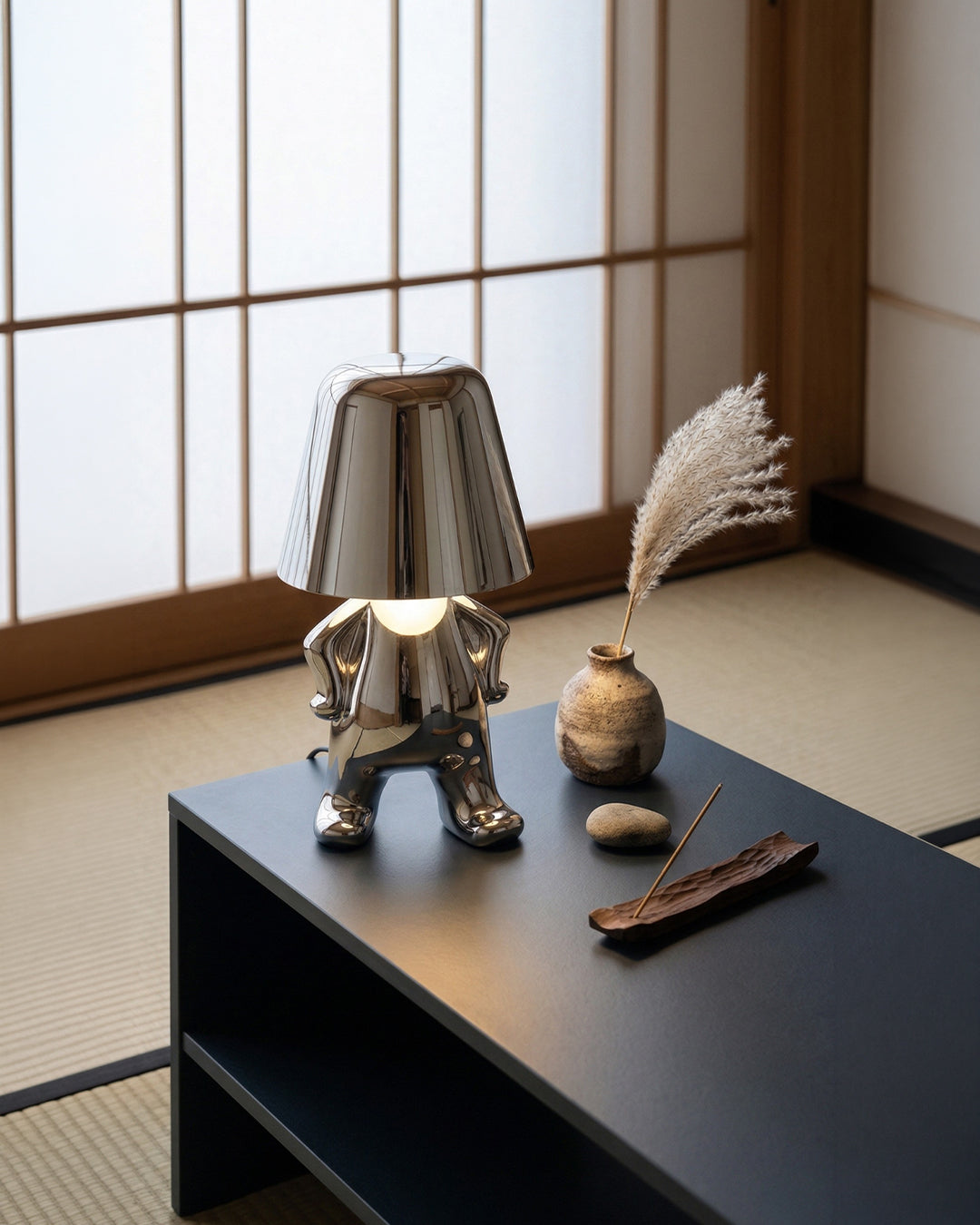 Metal Table Lamp Sculpture Figure Ambient Light Touch Dimmable LED Night Light Gold Silver Modern Design Decorative - Lamylie