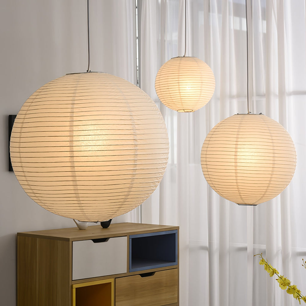 Japanese Mulberry Paper Pendant Lamp — Handmade Washi Lampshade Globe Ambient Lighting - Lamylie