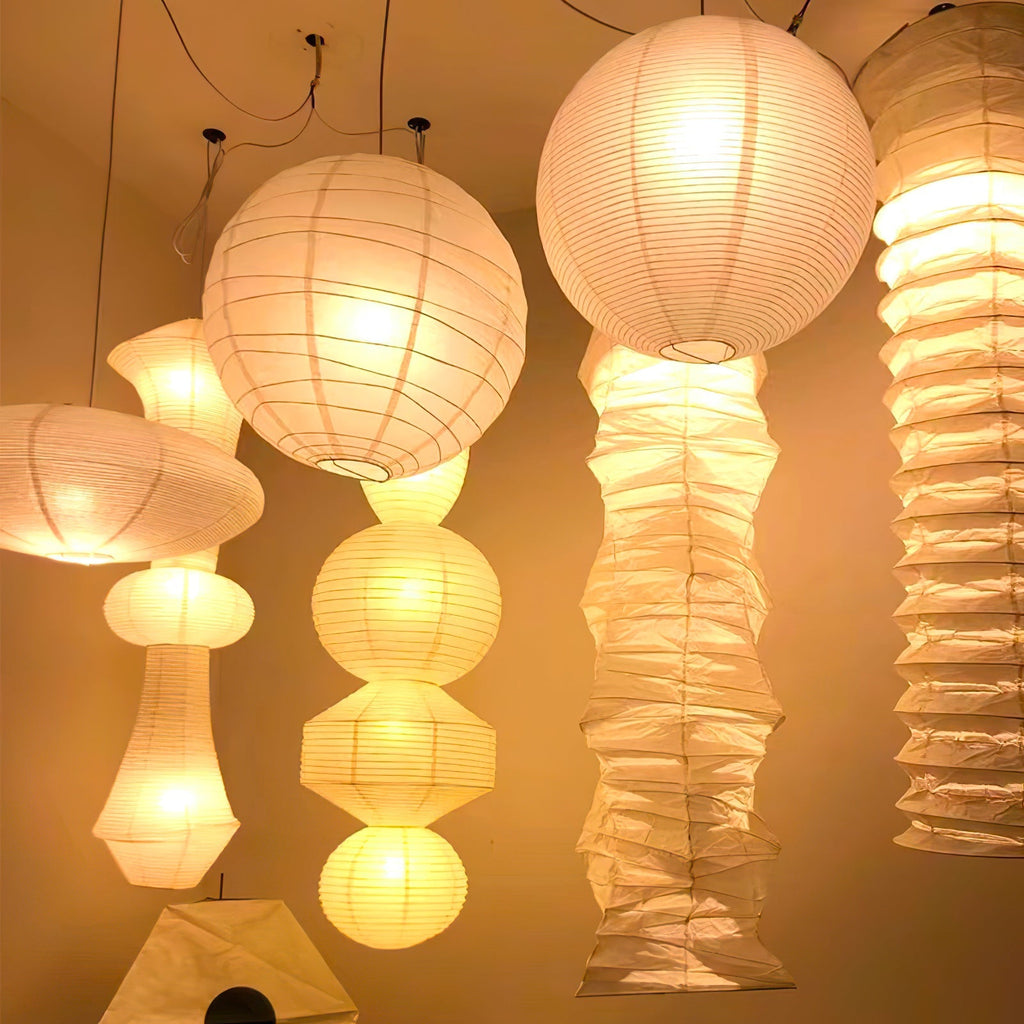 Japanese Mulberry Paper Pendant Lamp — Handmade Washi Lampshade Globe Ambient Lighting - Lamylie