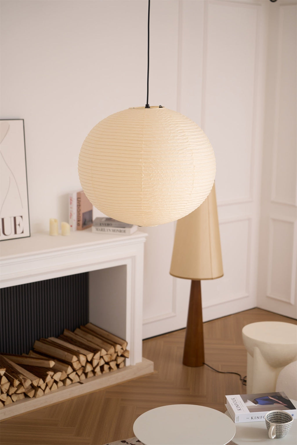Japanese Mulberry Paper Pendant Lamp — Handmade Washi Lampshade Globe Ambient Lighting - Lamylie