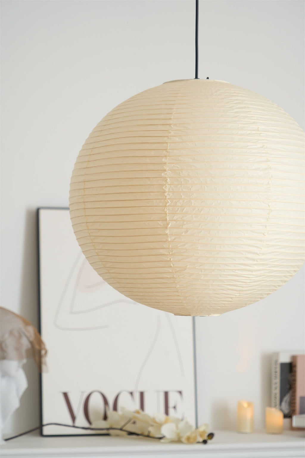 Japanese Mulberry Paper Pendant Lamp — Handmade Washi Lampshade Globe Ambient Lighting - Lamylie