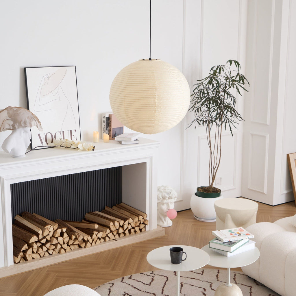 Japanese Mulberry Paper Pendant Lamp — Handmade Washi Lampshade Globe Ambient Lighting - Lamylie