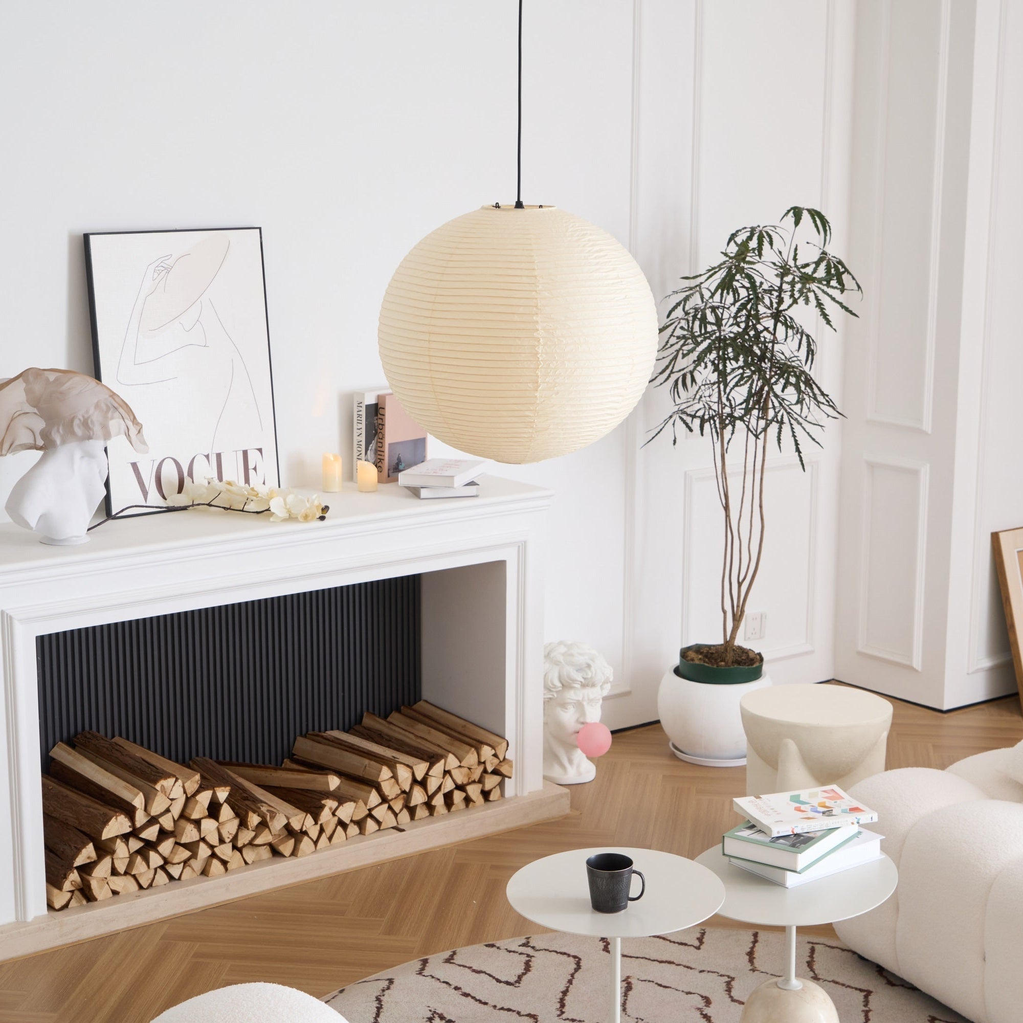 Japanese Mulberry Paper Pendant Lamp — Handmade Washi Lampshade Globe Ambient Lighting - Lamylie