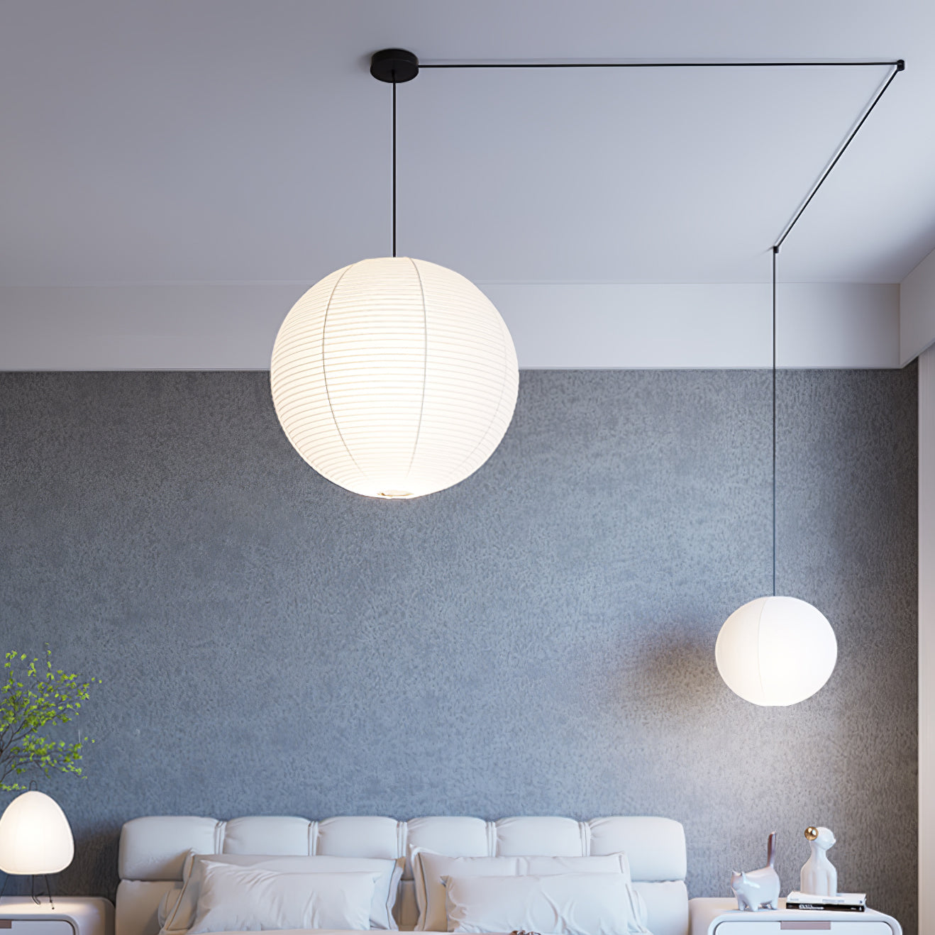 Japanese Mulberry Paper Pendant Lamp — Handmade Washi Lampshade Globe Ambient Lighting - Lamylie