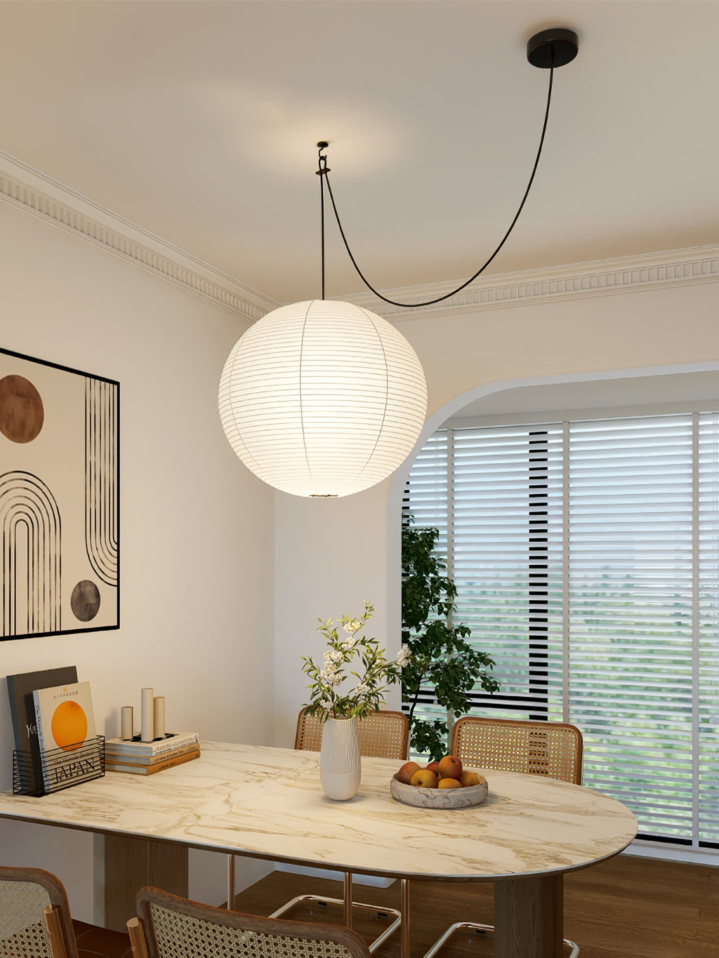 Japanese Mulberry Paper Pendant Lamp — Handmade Washi Lampshade Globe Ambient Lighting - Lamylie