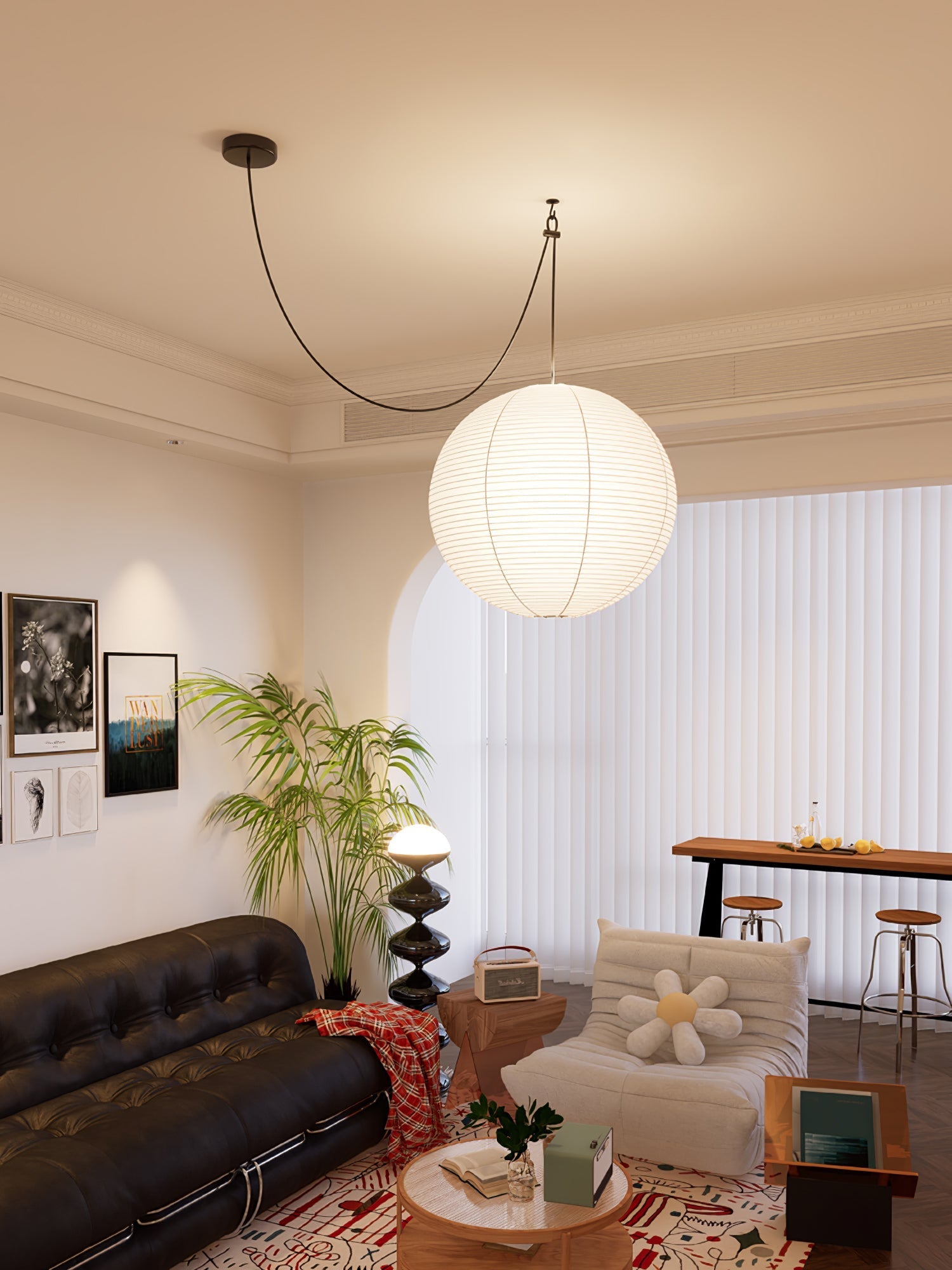 Japanese Mulberry Paper Pendant Lamp — Handmade Washi Lampshade Globe Ambient Lighting - Lamylie