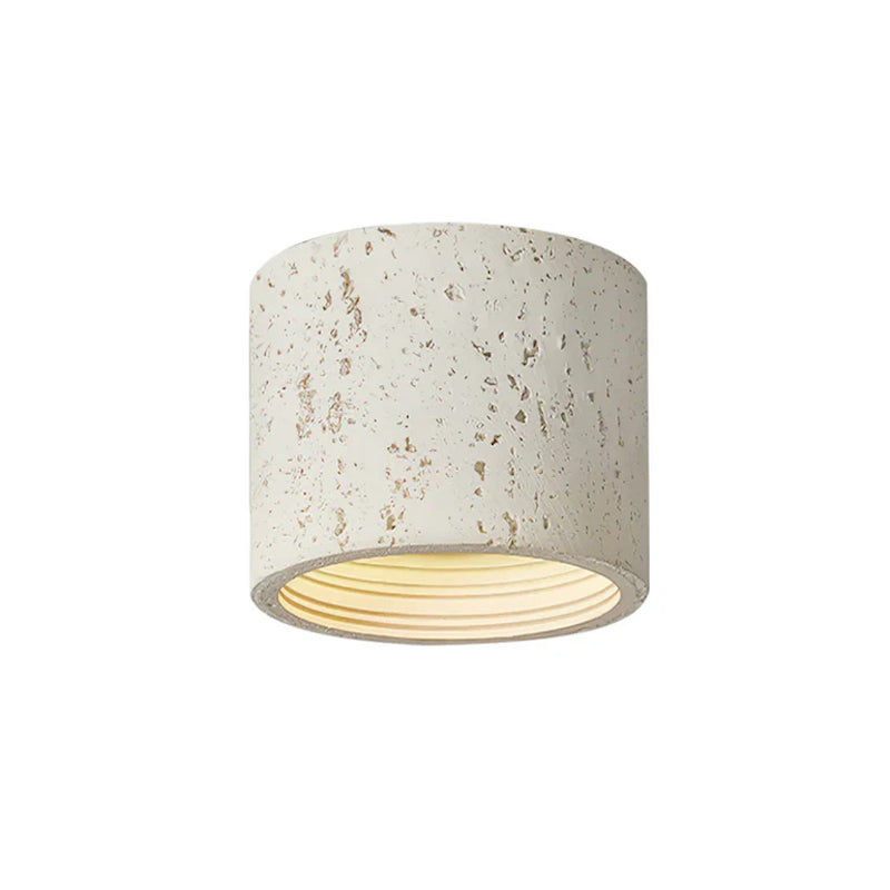 Cylindrical Travertine Ceiling Lamp | LED Lighting for Modern Interiors - Lamylie