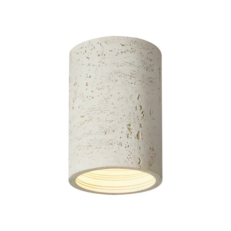 Cylindrical Travertine Ceiling Lamp | LED Lighting for Modern Interiors - Lamylie