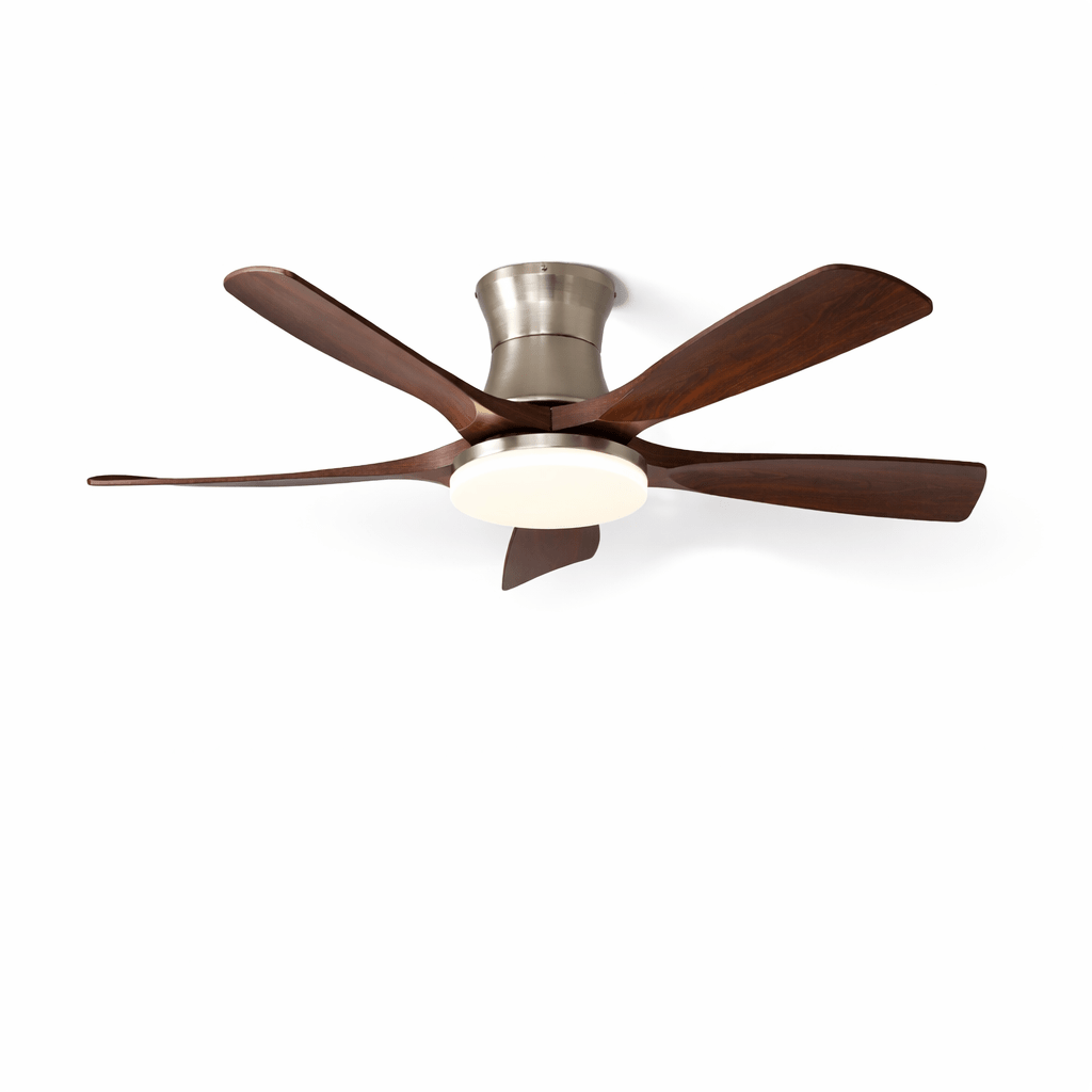 Ventilator de tavan scandinav cu iluminare | Ventilator silențios cu 5 pale, LED și telecomandă - Lamylie