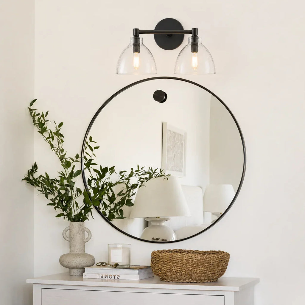 Applique murale en verre recyclé, laiton antique | Éclairage mural minimaliste pour salle de bains, couloir, entrée et chambre à coucher – Lamylie