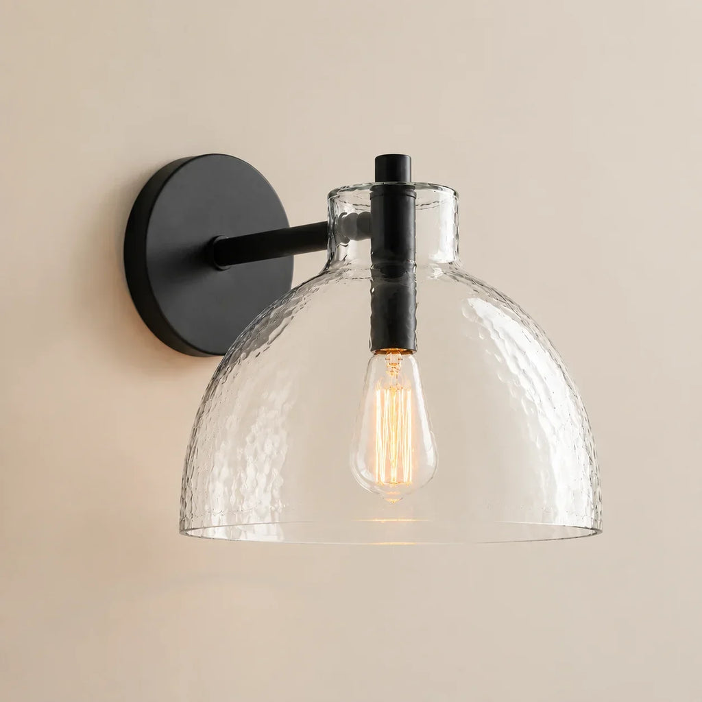 Applique murale en verre recyclé, laiton antique | Éclairage mural minimaliste pour salle de bains, couloir, entrée et chambre à coucher – Lamylie