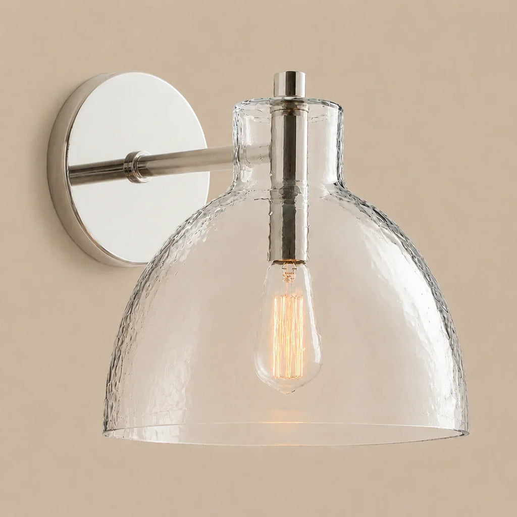 Applique murale en verre recyclé, laiton antique | Éclairage mural minimaliste pour salle de bains, couloir, entrée et chambre à coucher – Lamylie