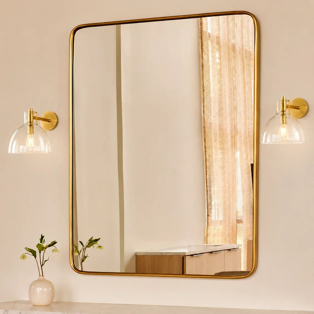 Applique murale en verre recyclé, laiton antique | Éclairage mural minimaliste pour salle de bains, couloir, entrée et chambre à coucher – Lamylie