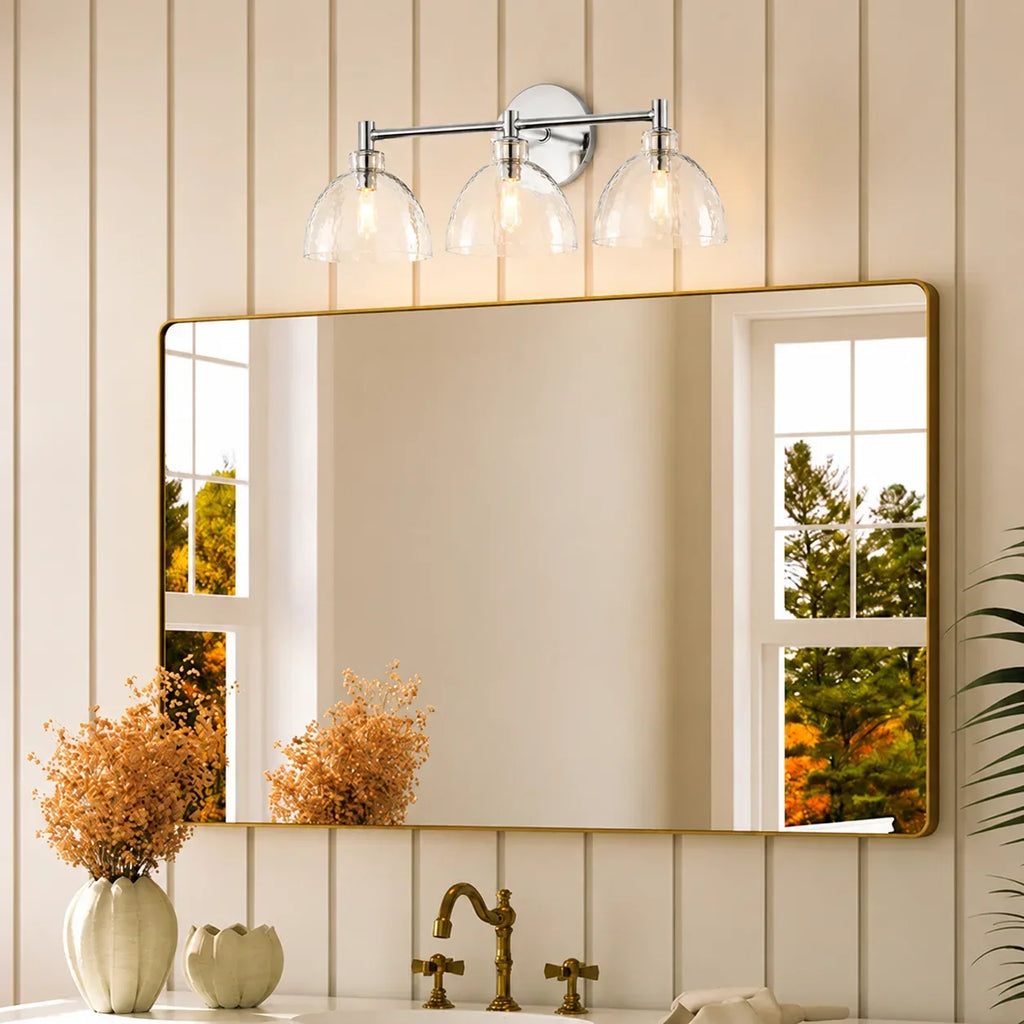 Applique murale en verre recyclé, laiton antique | Éclairage mural minimaliste pour salle de bains, couloir, entrée et chambre à coucher – Lamylie