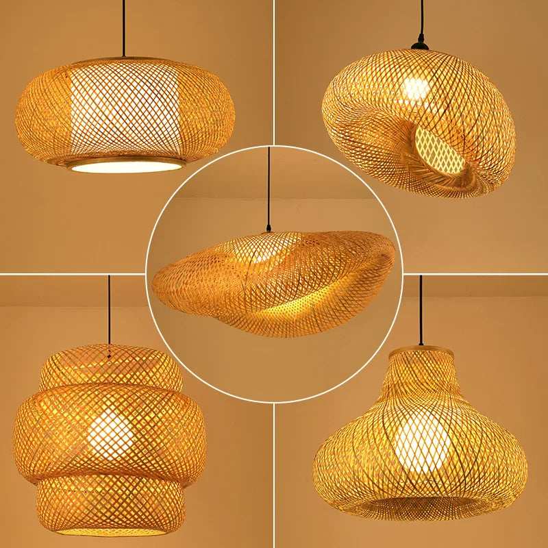 Håndlavet hængelampe i rattan | Skandinavisk rustikt design | Naturlig stemningsbelysning - Lamylie