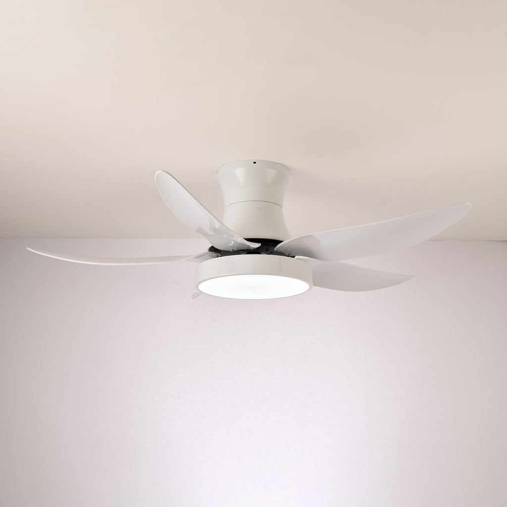 Takvifte med belysning 132 cm, moderne svart metall og plast, LED 24 W, justerbar med 6 hastigheter – Lamylie