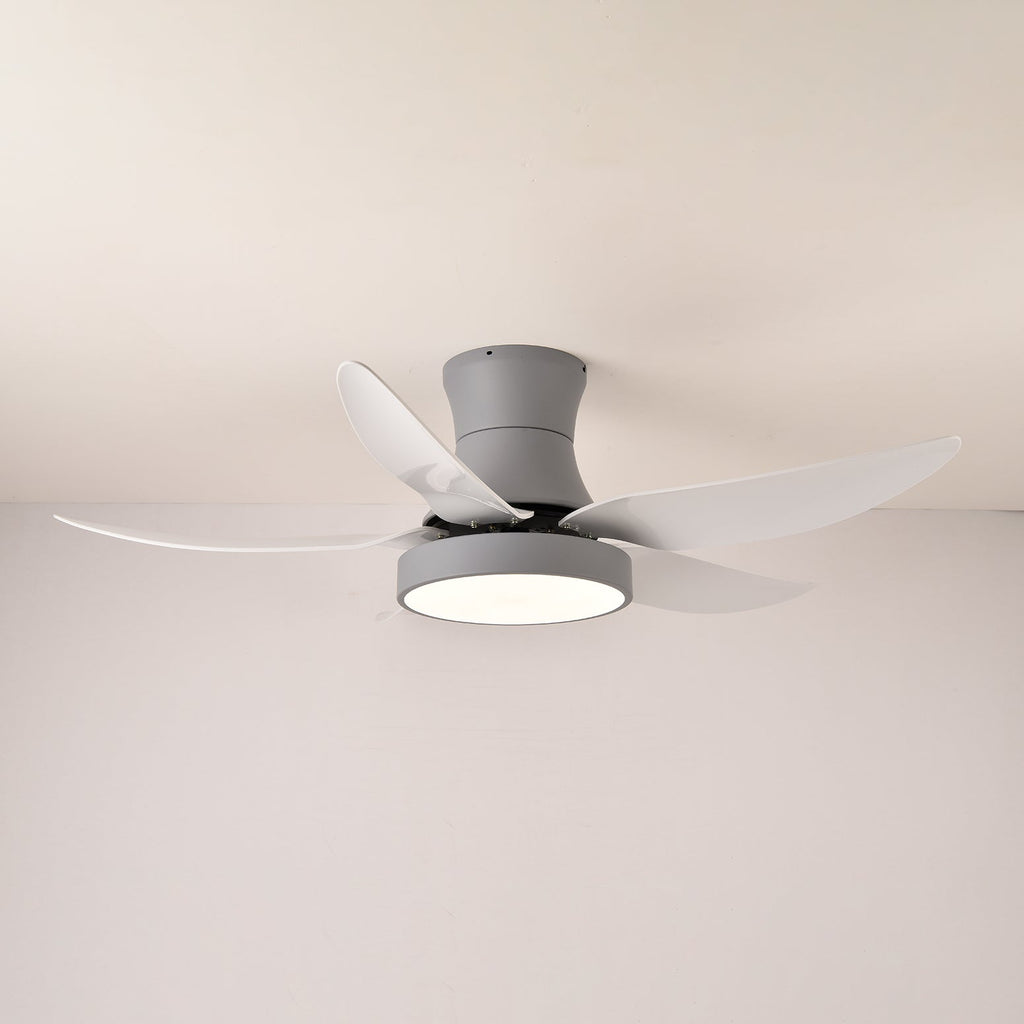 Takvifte med belysning 132 cm, moderne svart metall og plast, LED 24 W, justerbar med 6 hastigheter – Lamylie