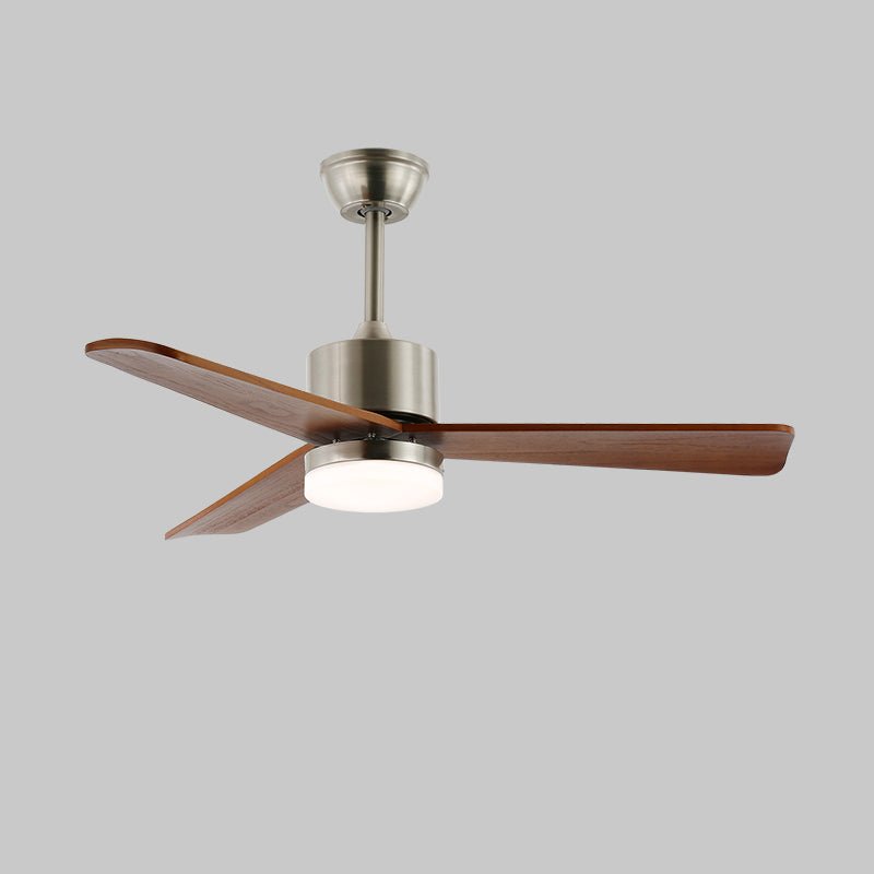 Ceiling Fan with Lighting | Minimalist Fan in Silver and Wood | 6 Speeds | Remote Control | 106/132 cm | LED 35W | Ceiling Light with Ventilation Function - Lamylie