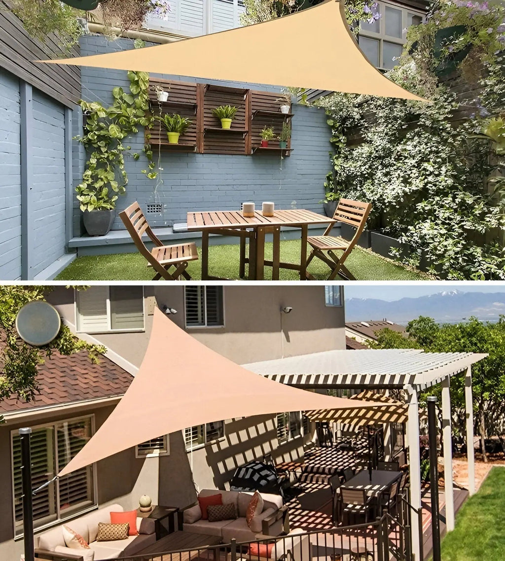 Prelată triunghiulară impermeabilă pentru umbrire | Parasolar cu protecție UV pentru grădină, terasă, piscină, spațiu exterior, terasă, balcon și decor exterior – Lamylie