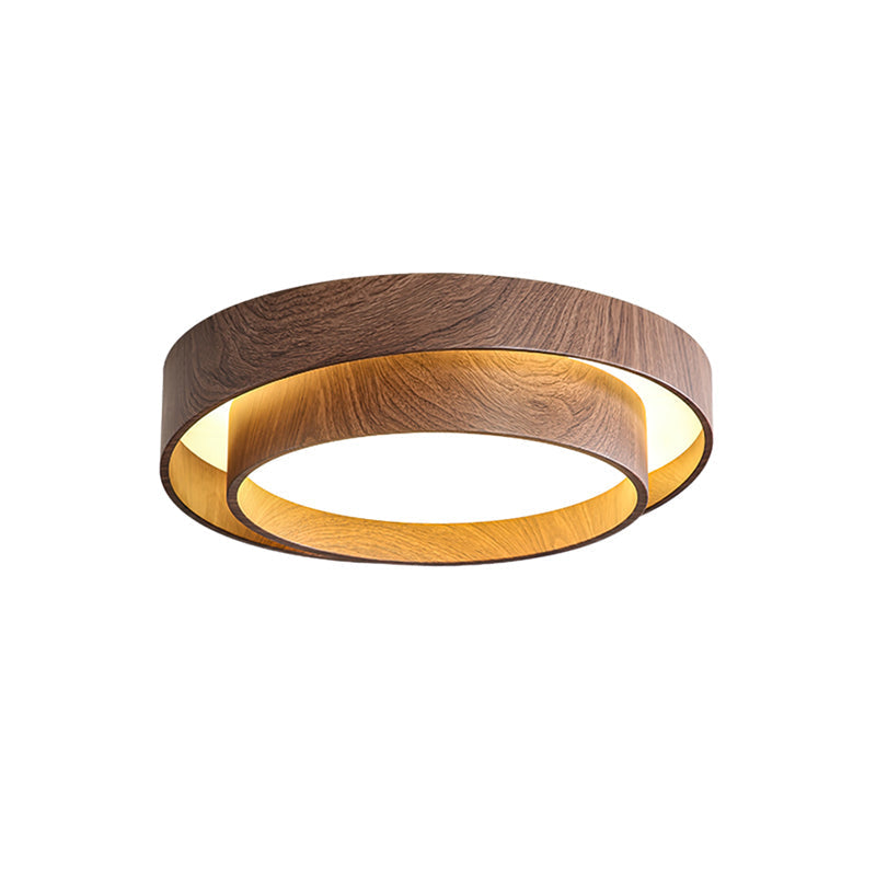 Wooden ceiling fixture with built-in LED – Warm walnut shade - Lamylie