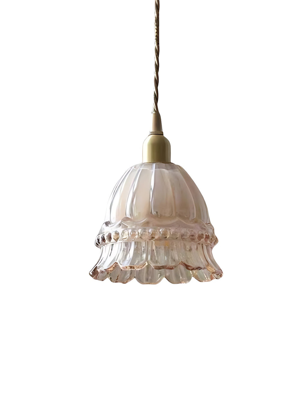 French Country Pendant Lamp Glass Shade Jellyfish Design Transparent or Amber with Walnut Handle Ambient Lighting Dining Room Elegant Ceiling Lamp - Lamylie
