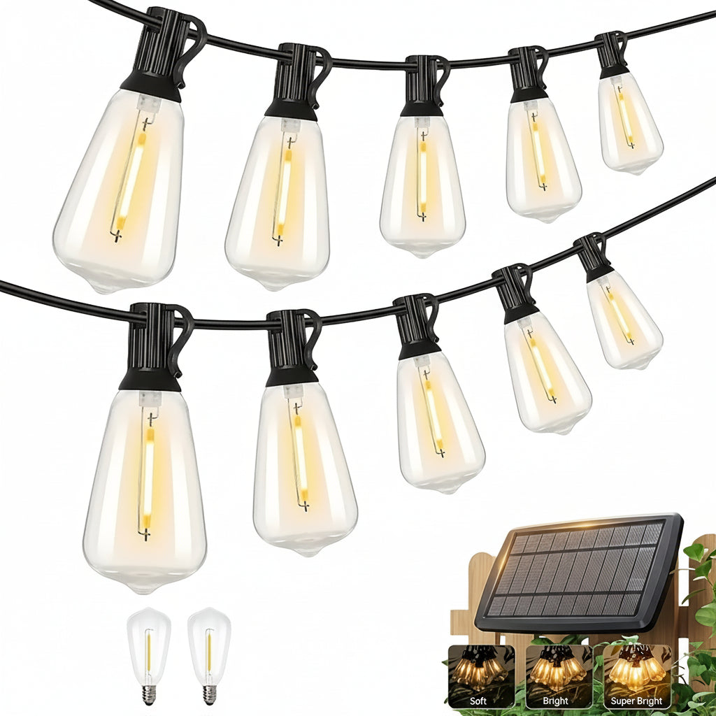 Solara Solarny łańcuch świetlny LED — długość 100-Foot, ściemniane żółte żarówki ST38