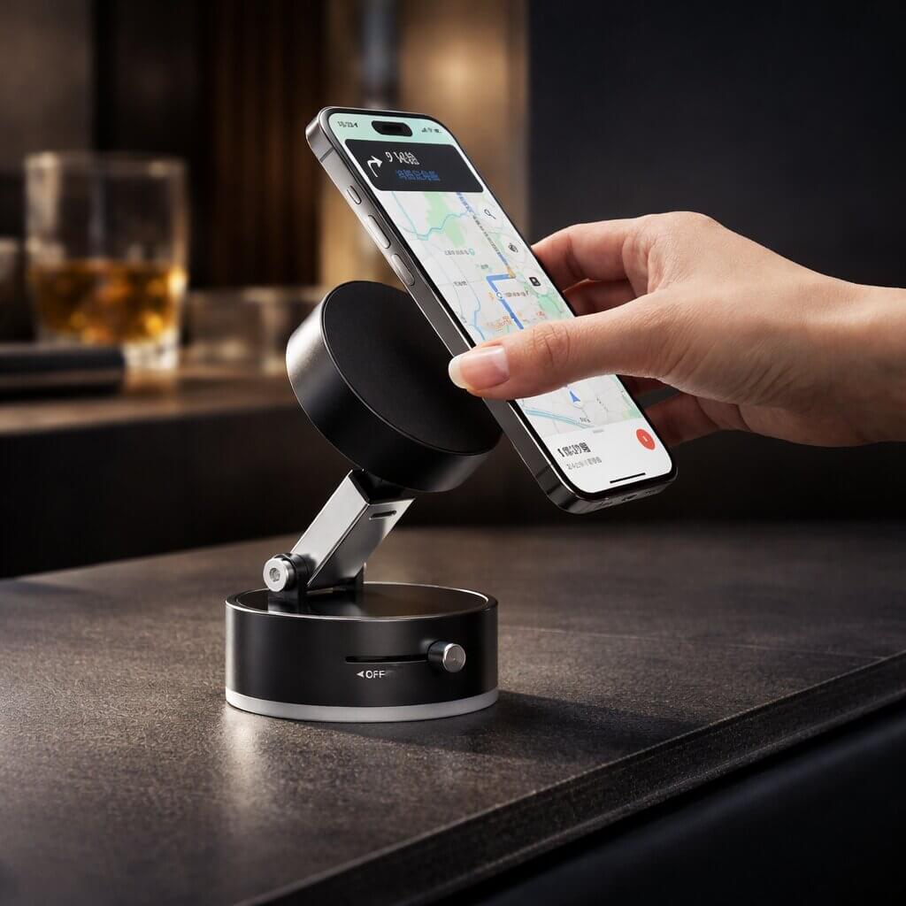 Mobilholder til bil med sugekoppbase | Magnetisk feste | Fleksibel, roterbar og sammenleggbar | Magnevo - Lamylie