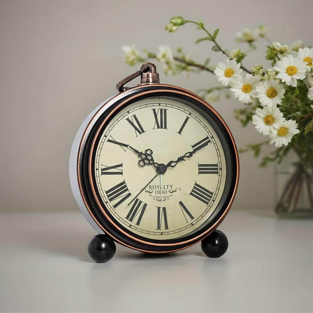ElegantTime Metall-Nachttischwecker — Leises Uhrwerk, Großes, gut lesbares Zifferblatt