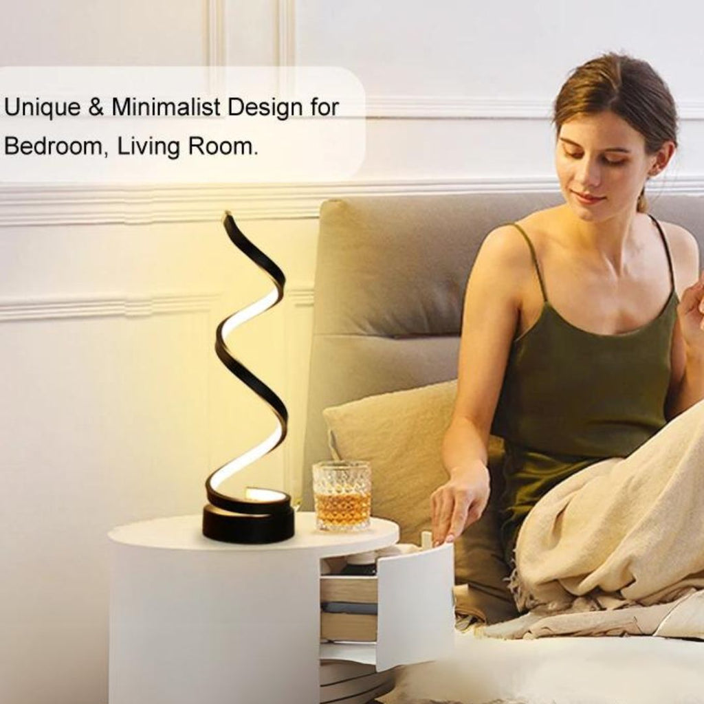Spiral LED Table Lamp – Touch-Control Dimmable Light - Lamylie