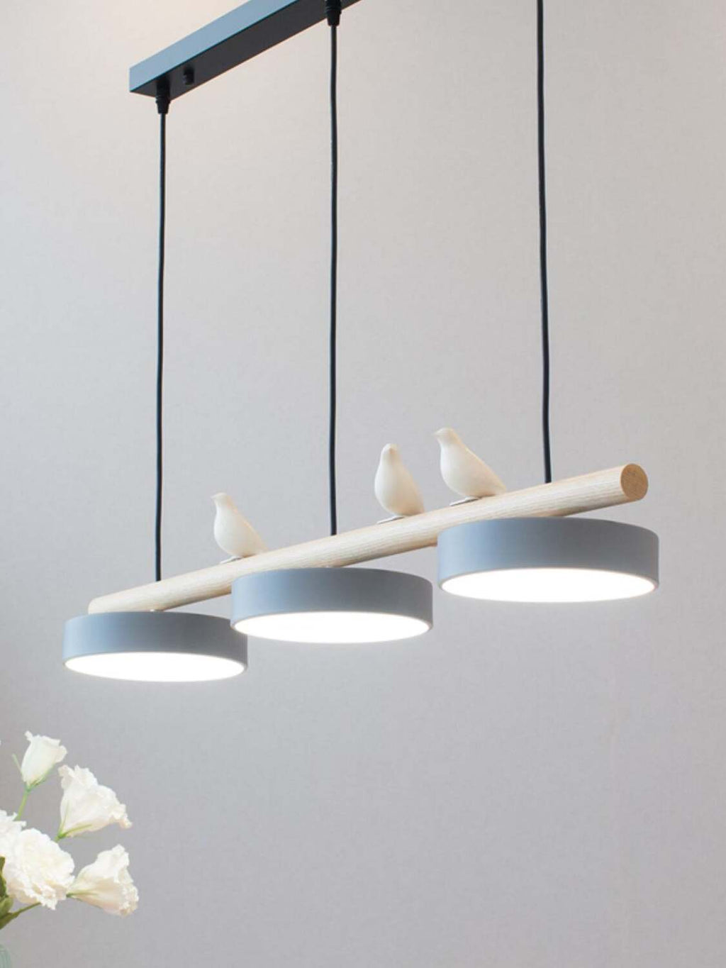 Wooden Pendant Lamp Bird Shape Three Shades Scandinavian Kitchen Island - Lamylie