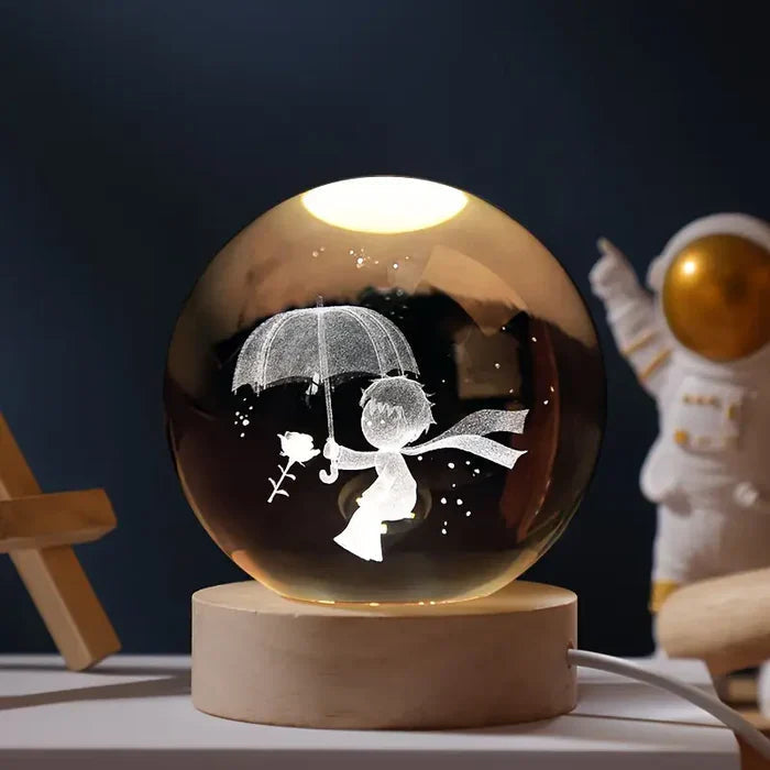 3D Carved Crystal Globe Lamp – Soft LED Night Light - Lamylie