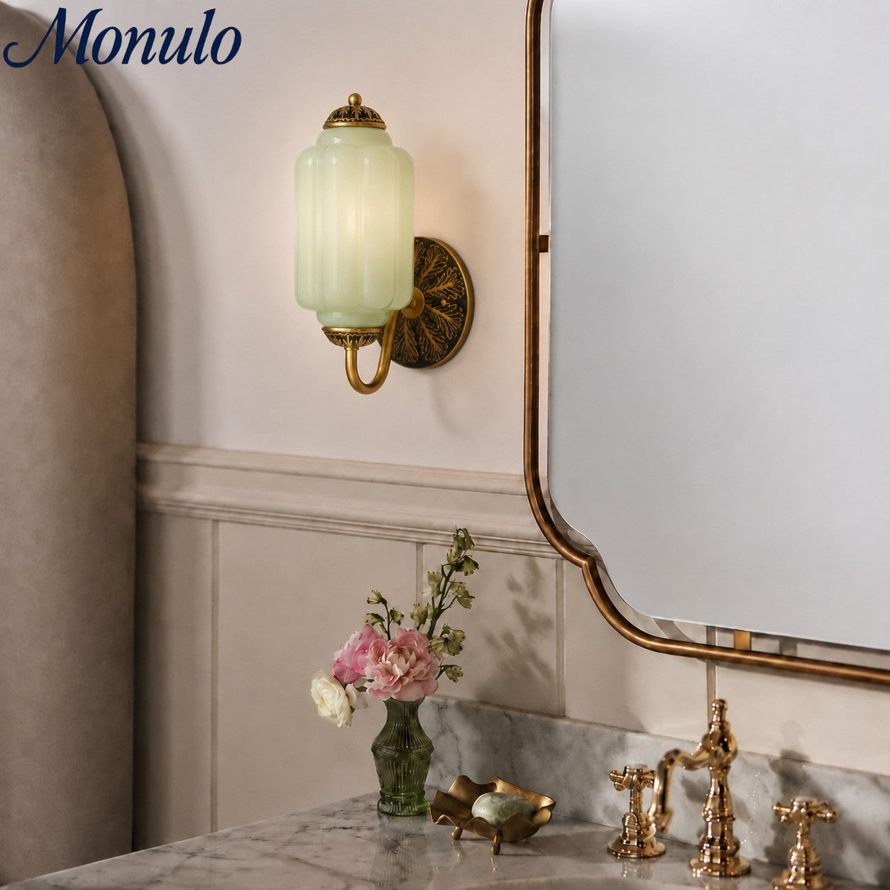 Milk Glass Wall Lamp Eloise for Hall and Bedroom | Vintage Wall Lighting with Milky White Glass - Lamylie