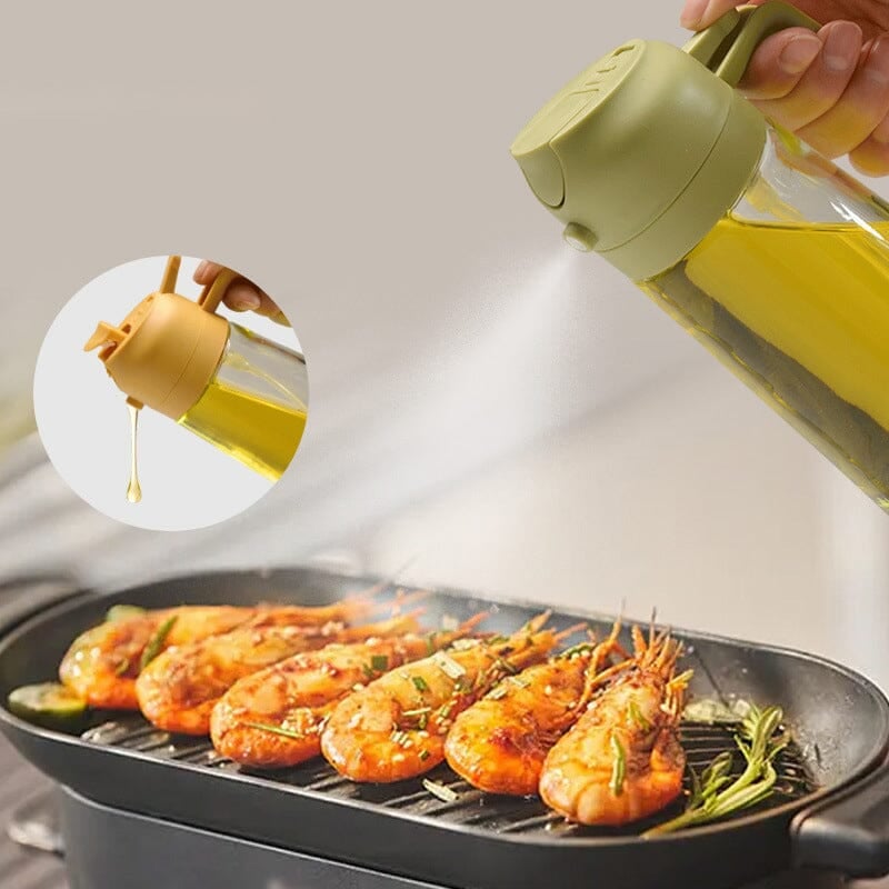 Dispensador y pulverizador de aceite de vidrio de doble función para la cocina - Lamylie
