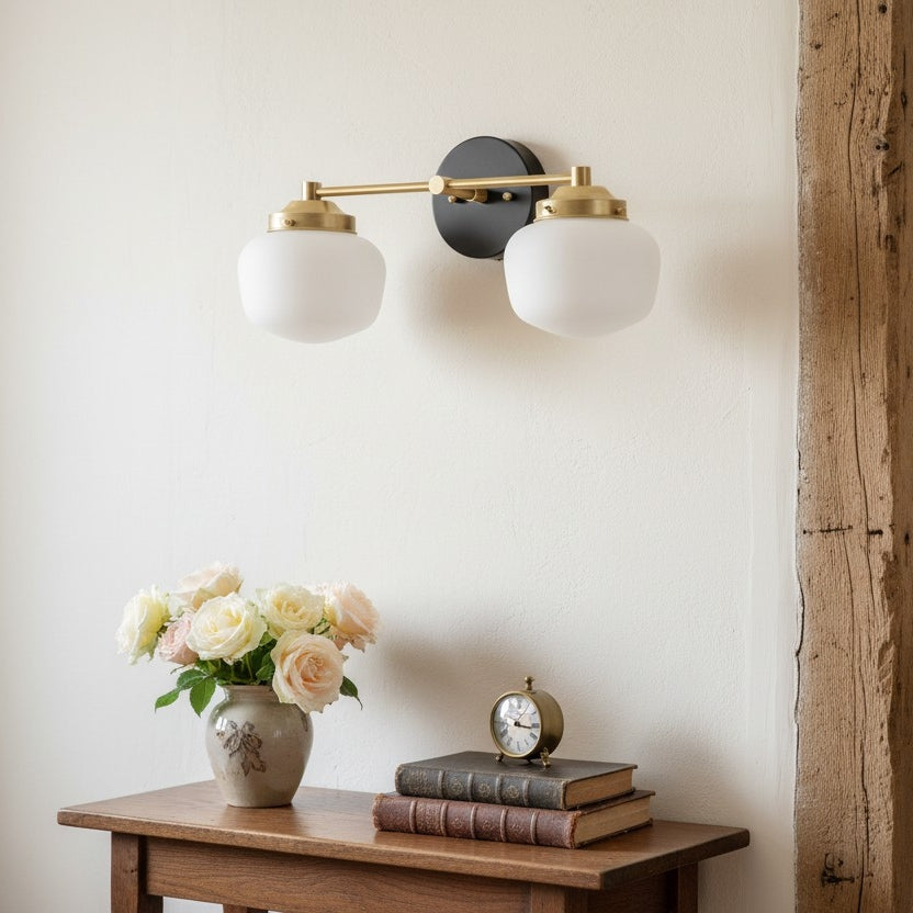 Globe Wall Lamp Classic Bathroom Schoolhouse Lighting Matte Opal Glass for Mirror and Sink - Lamylie