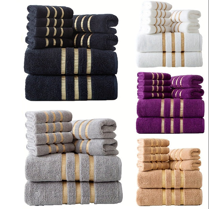 Conjunto de 8 toalhas 100% algodão Luxebliss — 400 GSM, macias e absorventes, qualidade hoteleira