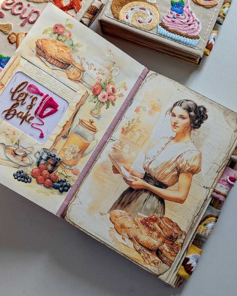 Notebook | Handcrafted Recipe Journal | Embroidered Textile Cover | RecipeHeart - Lamylie