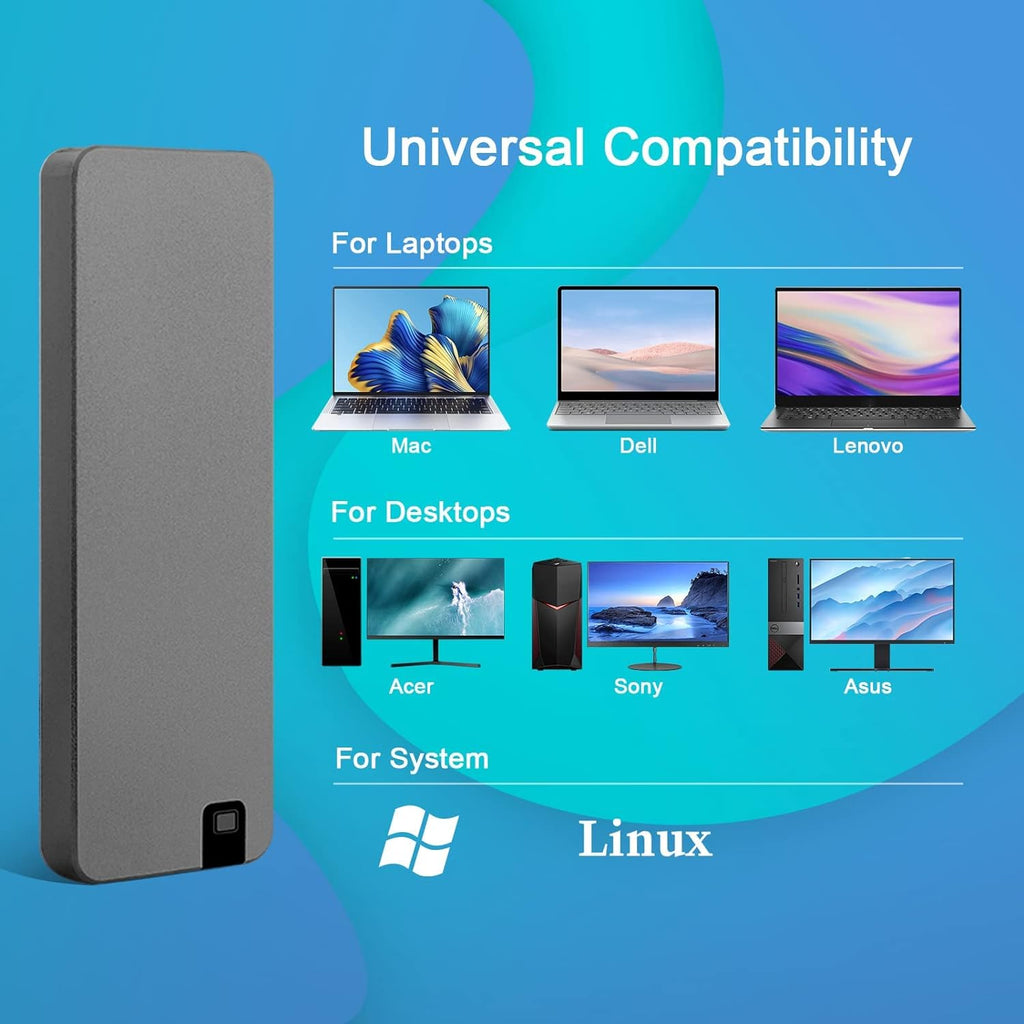 محرك أقراص ثابت | نقل بيانات سريع عبر USB | غلاف ألومنيوم متين | DataHaven - Lamylie