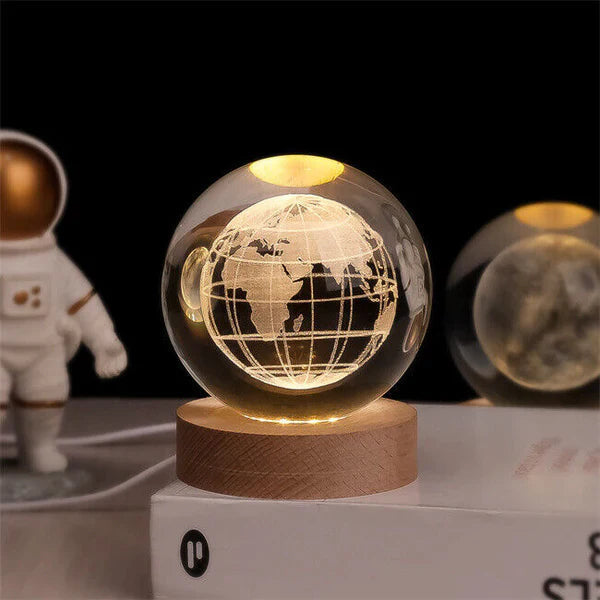 3D Carved Crystal Globe Lamp – Soft LED Night Light - Lamylie