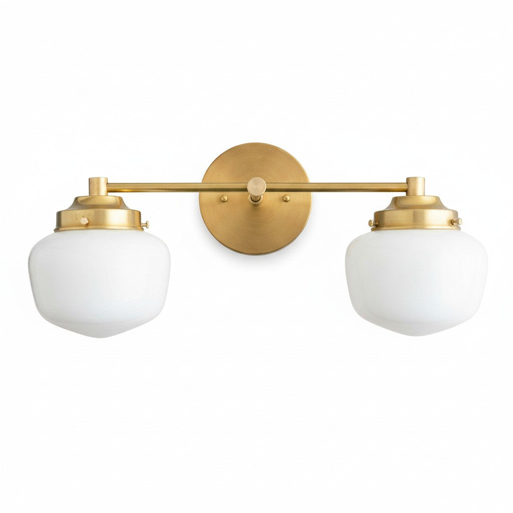 Globe Wall Lamp Classic Bathroom Schoolhouse Lighting Matte Opal Glass for Mirror and Sink - Lamylie