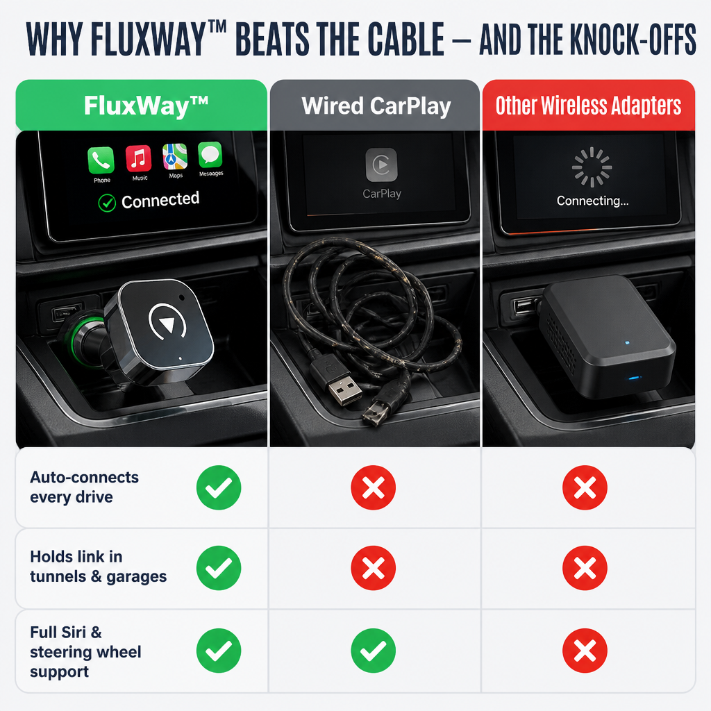 FluxWay — تخلّص من الكابلات واتصل تلقائيًا بـCarPlay وAndroid Auto اللاسلكيين - Lamylie