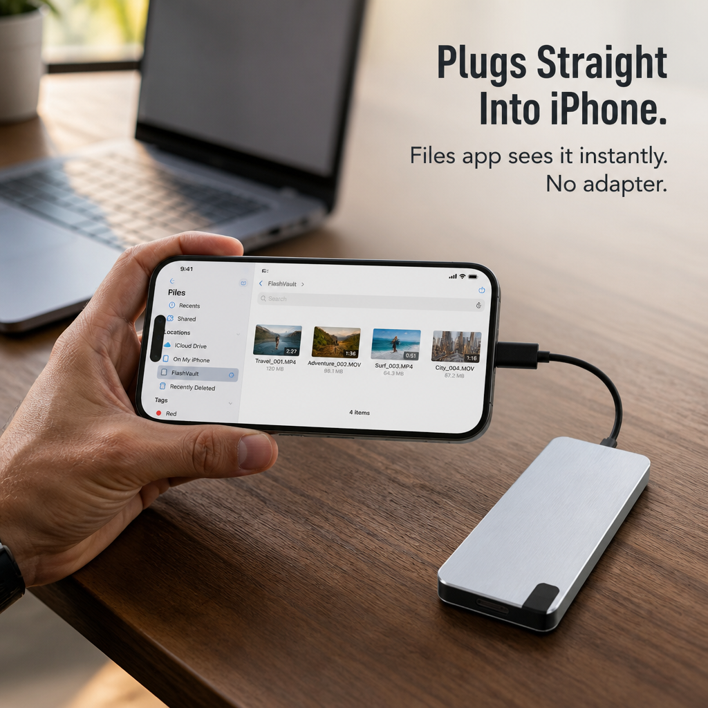 FlashVault — Szabadítsa fel telefonját végleg a „Tárhely majdnem megtelt” üzenettől | Plug-and-play 500GB - Lamylie