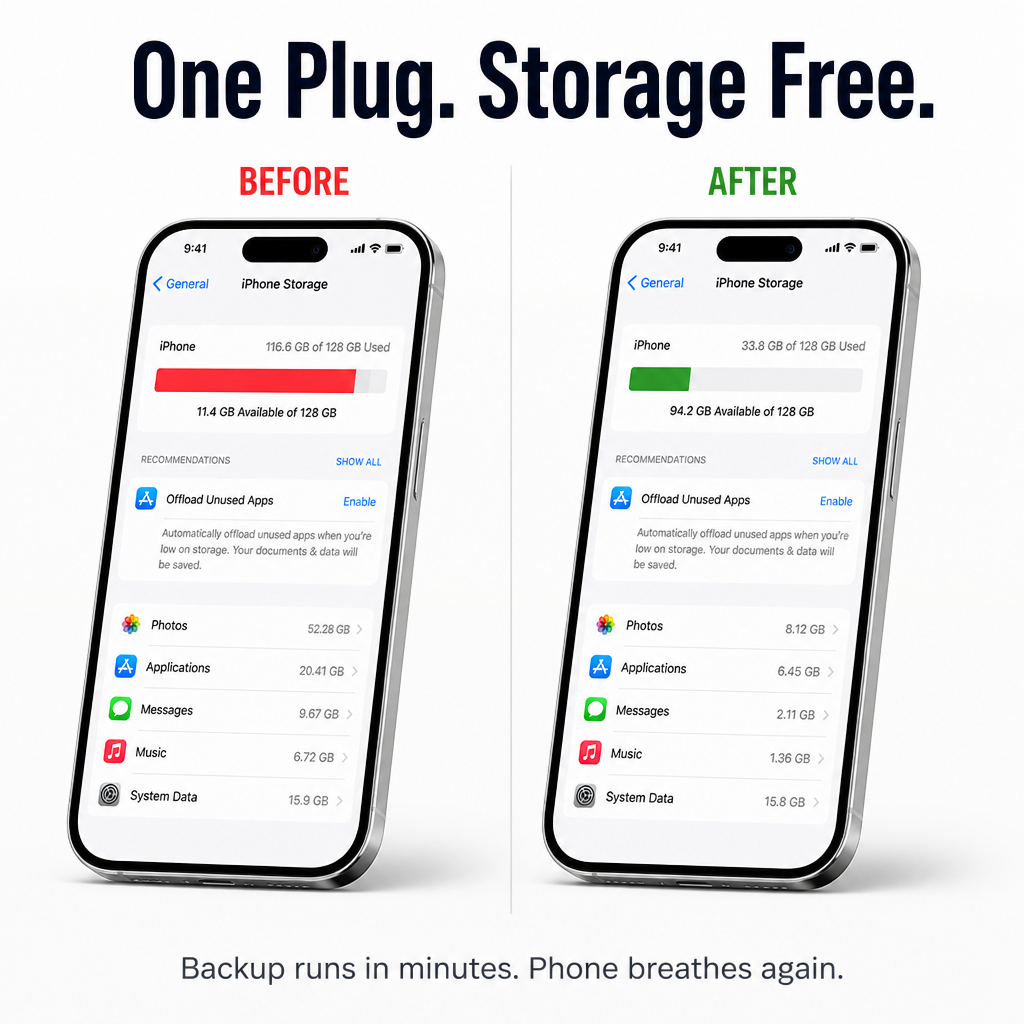 FlashVault — Szabadítsa fel telefonját végleg a „Tárhely majdnem megtelt” üzenettől | Plug-and-play 500GB - Lamylie