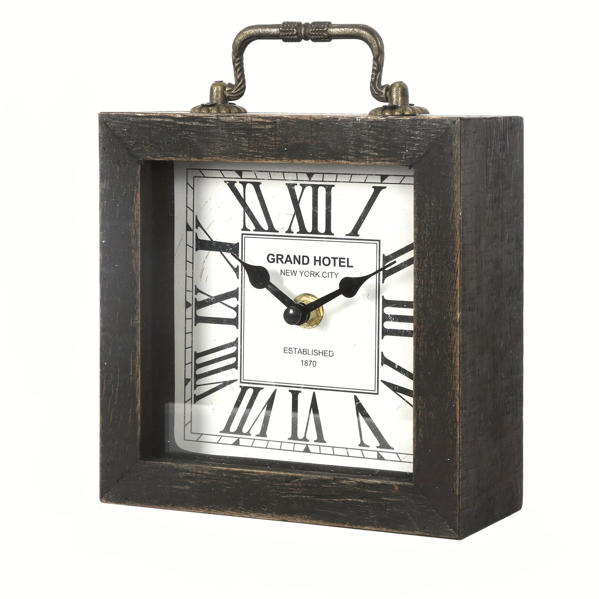 Cabinco Rustic Wooden Shelf Clock — Glass Cover