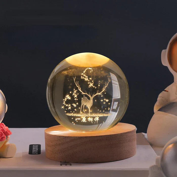 3D Carved Crystal Globe Lamp – Soft LED Night Light - Lamylie