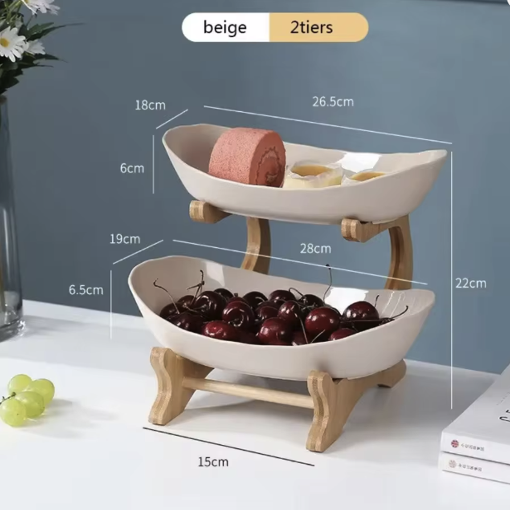Multi-Tiered Wooden Fruit Bowl for Kitchen Organization - Lamylie