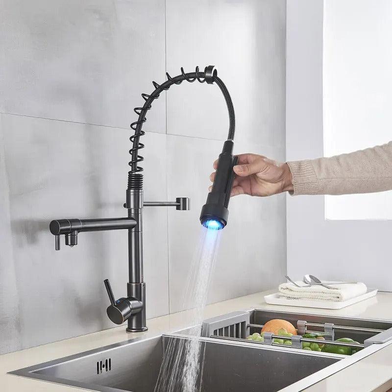 Robinet de cuisine noir mat avec design pivotant à 360° - Lamylie