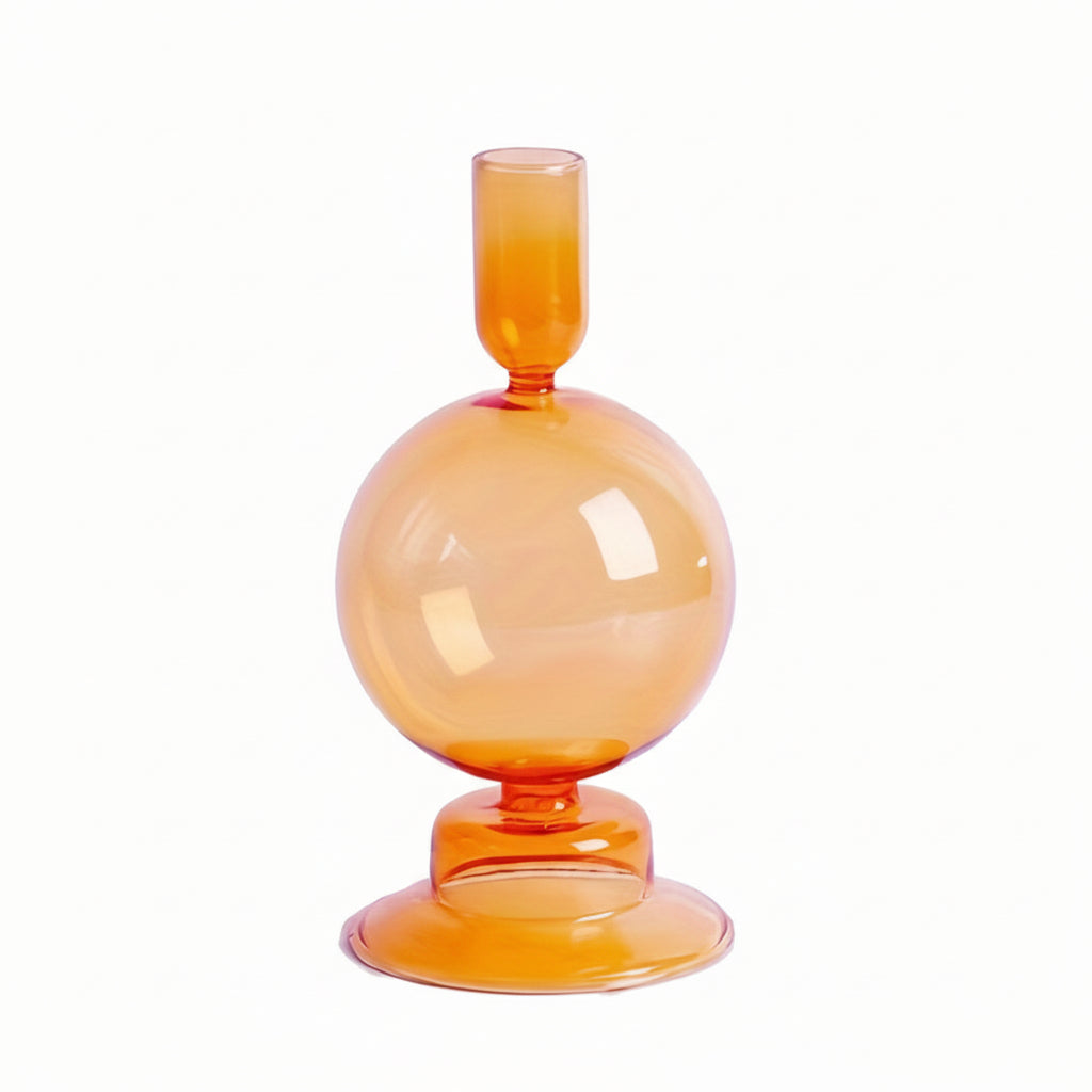Auravine vas och ljushållare i glas — skulptural, minimalistisk form