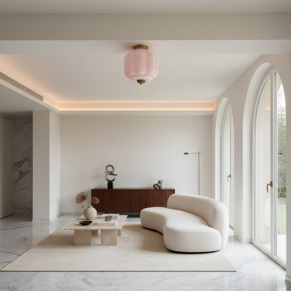 Ceiling Lamp Milk Glass Shade Modern Lighting Scandinavian Style Living Room Dining Room Bedroom Flush Mount - Lamylie