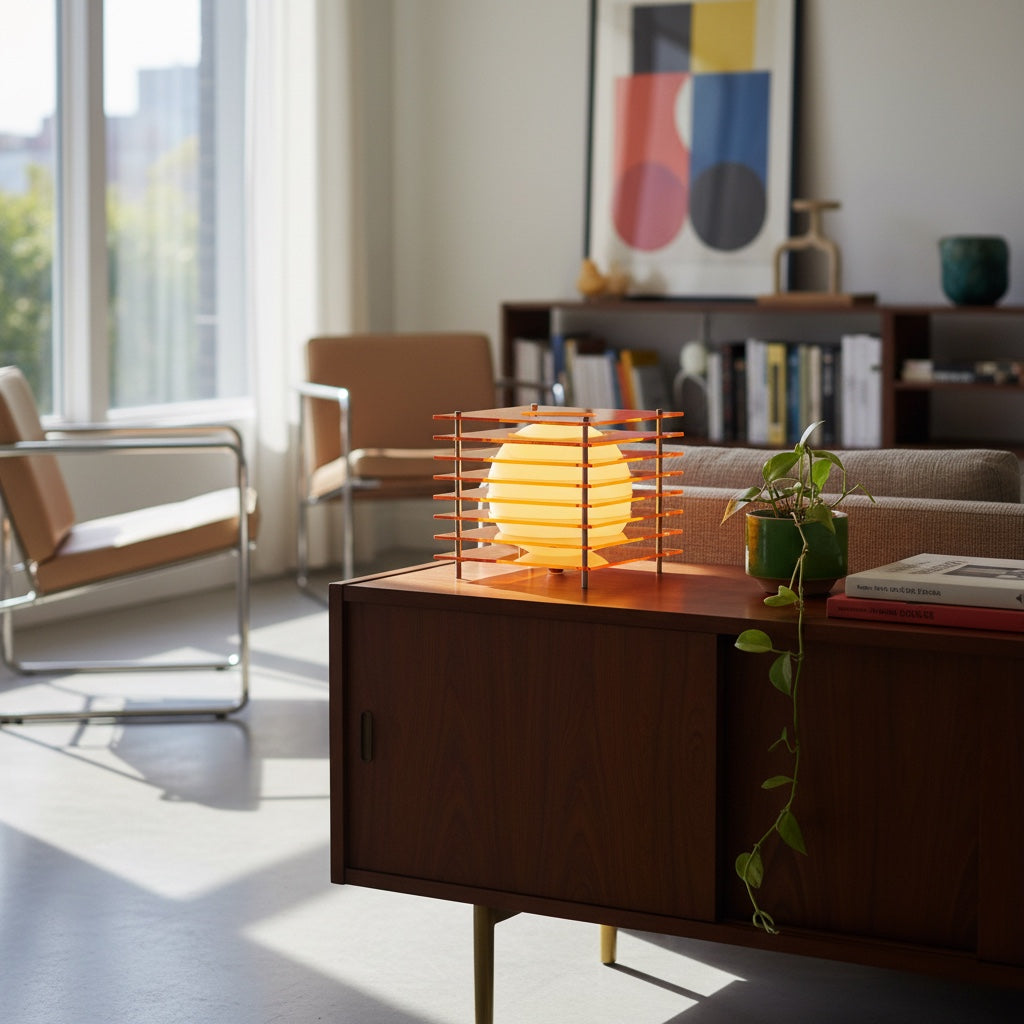 Geometric Table Lamp with Layered Globes | Modern Design for Living Room & Office - Lamylie