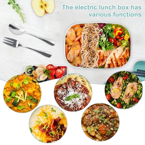Elektryczny lunchbox z funkcją podgrzewania 1.5L | Ciepłe jedzenie w podróży, samochodzie i domu - Lamylie